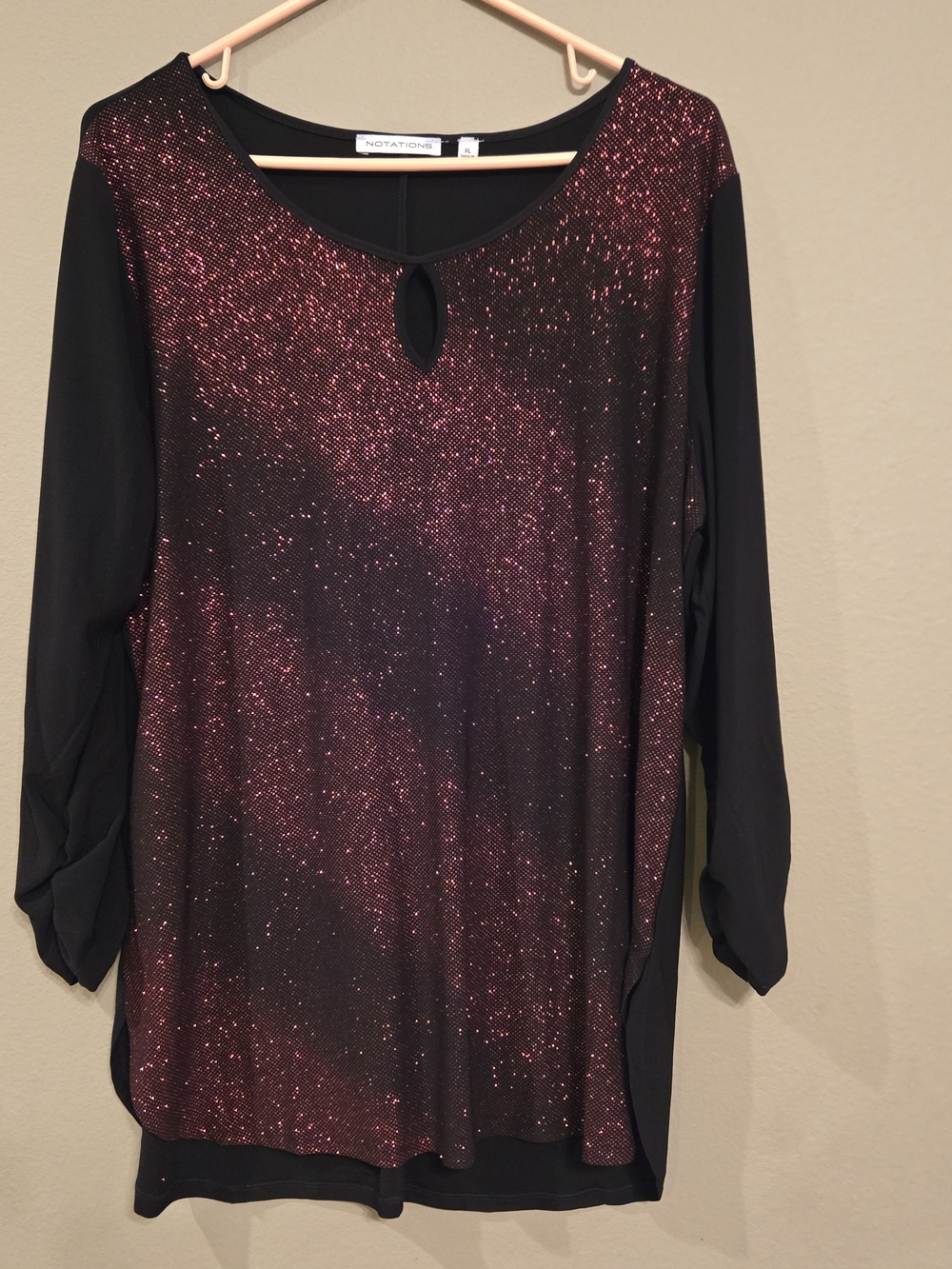 Notations Red Sparkle Long Sleeve Women’s Top XL